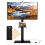 Costway Floor TV Stand with Power Outlet Height Adjustable Tall TV Stand with Storage Shelf