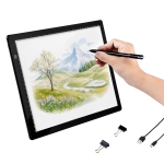 VEVOR A4 Light Board, LED Light Pad with 3 Level Brightness, USB Powered Light Table for Tracing, for Diamond Painting, Animation, Sketching, Drawing, Stenciling, Artists (Black)