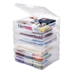 VEVOR 6 Pack Scrapbook Paper Storage, Plastic Board Game Boxes, Clear Document Case with Rounded Corners and Double Latches, for Office Essentials Tools Arts Crafts Supplies