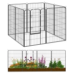 PawHut Dog Playpen, 31.5"W Heavy-Duty Metal Puppy Play Pen, Pet Exercise Fences for Outside and Indoor, DIY Design with Door for Large Dogs, 8 Panels, 47"H