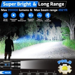 Rechargeable Flashlight 990000 High Lumens, 7 Modes & COB Lights, IPX7 Waterproof, Powerful Led Tactical Flashlights with Zoomable, Brightest Flash Lights for Camping, Emergencies