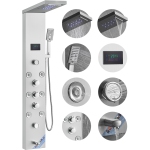 VEVOR Shower Panel System, 6 Shower Modes, LED & Screen Hydroelectricity Shower Panel Tower, Rainfall, Waterfall, 8 Massage Jets, Tub Spout, Stainless Steel Wall-Mounted Shower Set