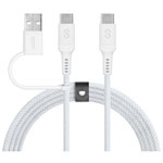 LOGiiX 1.5m (4.9 Ft.) 2-in-1 USB-C à USB-C/USB-A câble - blanc