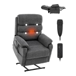 VEVOR Power Lift Recliner Chair, Lift Chair with Heat and Massage, Dual Motor Recliner Chair with 2 Anti-Fall Ropes, Infinite Position Adjustment Electric Recliner,Medium,Dark Gray