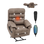 VEVOR Power Lift Recliner Chair, Lift Chair with Heat and Massage, Dual Motor Recliner Chair with a Cup holder, Position Adjustment Electric Recliner (Medium-Wide, Light Brown)