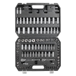VEVOR 1/4" et 3/8" Ensemble de prises et de cliquets, 6-Point Ouverture de la prise, 106 Jeu d'outils Pcs SAE et métrique, Chaussettes standard, 5/32-1 en, 5-19 mm, avec accessoires, boîtier de rangement