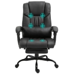 Vinsetto Massage Office Chair with 6 Vibration Points and Remote, Faux Leather Executive Office Chair with Adjustable Height, Retractable Footrest, Black