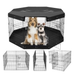 VEVOR 8 Pcs 30"H x 24"W Panels Foldable Metal Pet Exercise Pen,Dog Fence Indoor and Outdoor Pen with Door,Bottom Pad and Top Cover, Pet Playpen for Dogs, Cats, Other Small Animals
