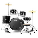 VEVOR 5-Piece Adult Drum Set, 22 inches Complete Full Size Drum Kit with Bass Toms Snare Floor Drum Adjustable Throne Stands Cymbal Hi-Hat Pedal and Drumsticks, Black