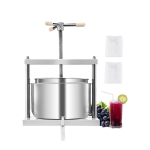 VEVOR 3.17 Gal/12L Fruit Wine Press, 2 Stainless Steel Barrels, Manual Juice Maker, Cider Apple Grape Tincture Honey Olive Oil Making Press with Triangular Handle for Outdoor Home