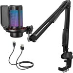 TONOR USB Gaming Mic with Boom Arm & RGB for PC Streaming