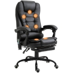 Kepooman 7-Point Vibrating Massage Chair, Reclining Office Chair with Footrest, Reclining Back, Adjustable Height, Black
