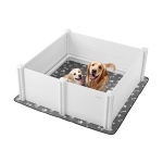 VEVOR 48 x 48 x 18.1 in Dogs Whelping Box, Plastic PVC Puppies Playpen with Height Adjustable Door and Washable Pee Pad, Anti-Deformation, for Large Breed Dogs, Milk White