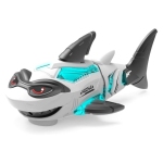 Electric Remote Control Shark Fish Toy, Children's Electric Toy with Mechanical Shark, Lights, Sounds, Universal Wheels and Luminous Music - White.