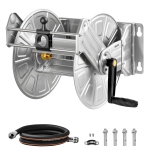 VEVOR Wall Mounted Garden Hose Reel, Holds 150 ft 5/8-inch Water Hose Winder, Heavy-Duty Stainless Steel, Outdoor Manual Reel with Brass Fitting & Hose Guide, Space Saving