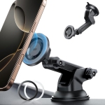 ESR support de voiture MagSafe, support de téléphone magnétique pour ventilation ou tableau de bord avec 2 anneaux métalliques, compatible avec iPhone 17 / 16 / 15 / 14 / 13 / 12, Galaxy S25, Pixel, et plus