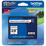 Brother 9mm Black on White Tape (TZE221G)