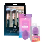 Pursonic Makeup Essentials Bundle: Brush Set, Makeup Wipes & Blender Sponge