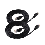Cat6 Ethernet Cable 15ft 2Pack Black, Flat Internet Network Cord, Cat 6 Patch Cable Short, Computer Cord with Snagless RJ45 Connectors for Modem/Printer/Router