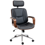 HOMCOM Office Chair, PU Leather High Back Desk Chair with Removable Headrest, Adjustable Height, Tilt Function and with Swivel Wheels, Black