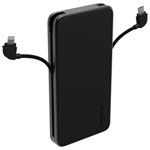 Mophie Powerstation Plus 10000 mAh 30W USB-C PD Power Bank with Built-In USB-C and Lightning Cables - Black