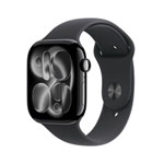 TELUS Apple Watch Series 11 (GPS + Cellular) 42mm Jet Black Aluminum Case with Black Sport Band - Medium/Large - Monthly Financing