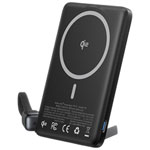 INIU MagPro Ultra Slim 5000 mAh 20W USB-C PD Power Bank with Wireless Qi2 & MagSafe Charger - Black