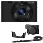 Sony Cyber-shot RX100 20.2MP 3.6x Optical Zoom Digital Camera with Camera Case - Open Box - Black