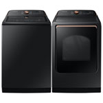 Samsung 6.2 Cu. Ft. Top Load Washer & 7.4 Cu. Ft. Electric Steam Dryer - Brushed Black/Black