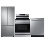 Samsung 30" 22.1 Cu. Ft. French Door Refrigerator; Air Fry Range; Dishwasher - Stainless Steel