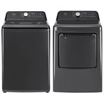 Midea 5.2 Cu. Ft. Top Load Agitator Washer & 7.0 Cu. Ft. Electric Dryer - Matte Black Stainless Steel/Metallic Grey