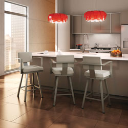 Akers Modern Bar Height Barstool - Light Cold Grey/Black