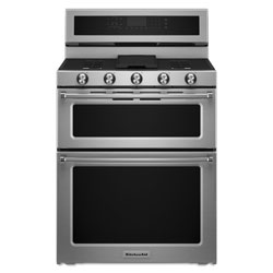 KitchenAid 30" Cu. Ft. Double Oven 5-Burner Freestanding Dual Fuel Range (KFDD500ESS) - Stainless