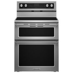 KitchenAid 30" 6.7 Cu. Ft. Double Oven 5-Element Freestanding Electric Range (YKFED500ESS) - Stainless