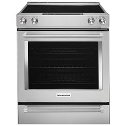 KitchenAid 30" 7.1 Cu. Ft. True Convection 5-Element Slide-In Electric Range (YKSEB900ESS) - Stainless