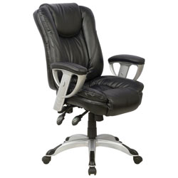TygerClaw Ergonomic High-Back Leather Manager Chair - Black