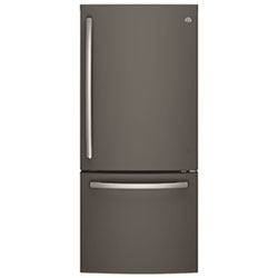 GE 30" 20.9 Cu. Ft. Bottom Freezer Refrigerator with LED Lighting (GDE21DGKWW) - White