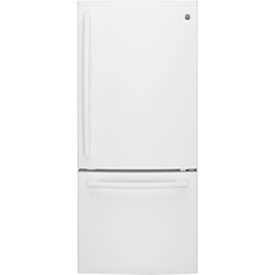 GE 30" 20.9 Cu. Ft. Bottom Freezer Refrigerator with LED Lighting (GDE21DGKWW) - White
