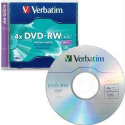 VERBATIM DVD-Rw 4.7GB 4X With Branded Surface - 1Pk Slim Case