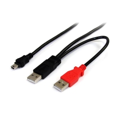 STARTECH 1 Ft USB Y Cable for External Hard Drive USB A to Mini B