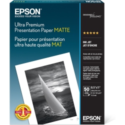 EPSON 8.5"x11" Ultra Premium Presentation Matte Paper, 50 Sheets - (S041341)