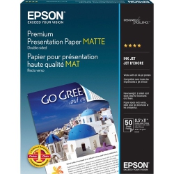 EPSON 8.5"x11" Premium Presentation Double-Sided Matte Paper, 50 Sheets - (S041568)