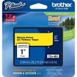 BROTHER P-Touch Tze 1" Laminated Tape Cartridge