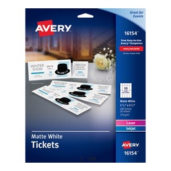 AVERY Blank Printable Tickets, Tear-Away Stubs, Perforated Raffle Tickets, 1-3/4" X 5-1/2", 200 Tickets (16154) (16154)