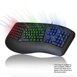 ADESSO Tru-Form 150 - 3-Color Illuminated Ergonomic Keyboard Akb-150Eb