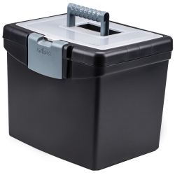 STOREX Portable File Box With Top Organizer (61504B03C)