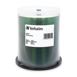 VERBATIM AMERICA Verbatim CD-R 700Mb 52X Shiny Silk Screen Printable - 100Pk Spindle In Silver