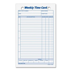 TOPS Weekly Handwritten Time Cards (3016)