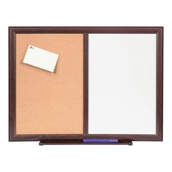 LORELL Dry-Erase Frame Cork Combo Boards (84270) In Mahogany