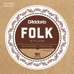 D'ADDARIO Folk Nylon Classical Guitar Strings - Ball End